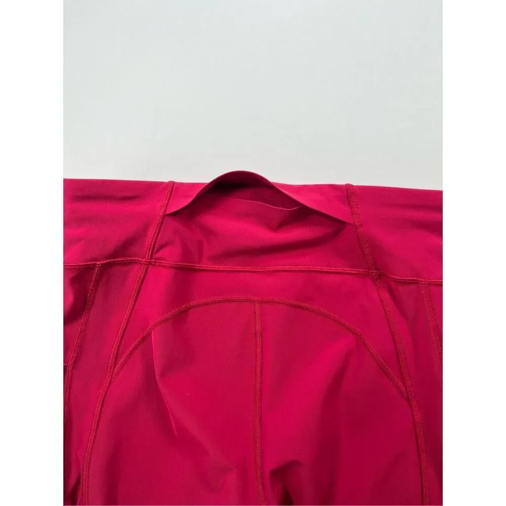 Lululemon Time To Sweat Crop 23" Ruby Red Luxtreme Side POCKETS W6AMDS Size 10 - Picture 9 of 13